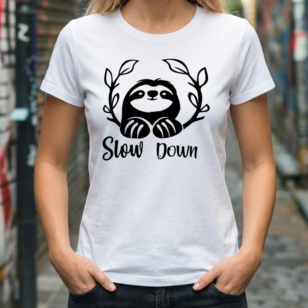 slow down sloth svg tshirt mockup free design - Free SVG