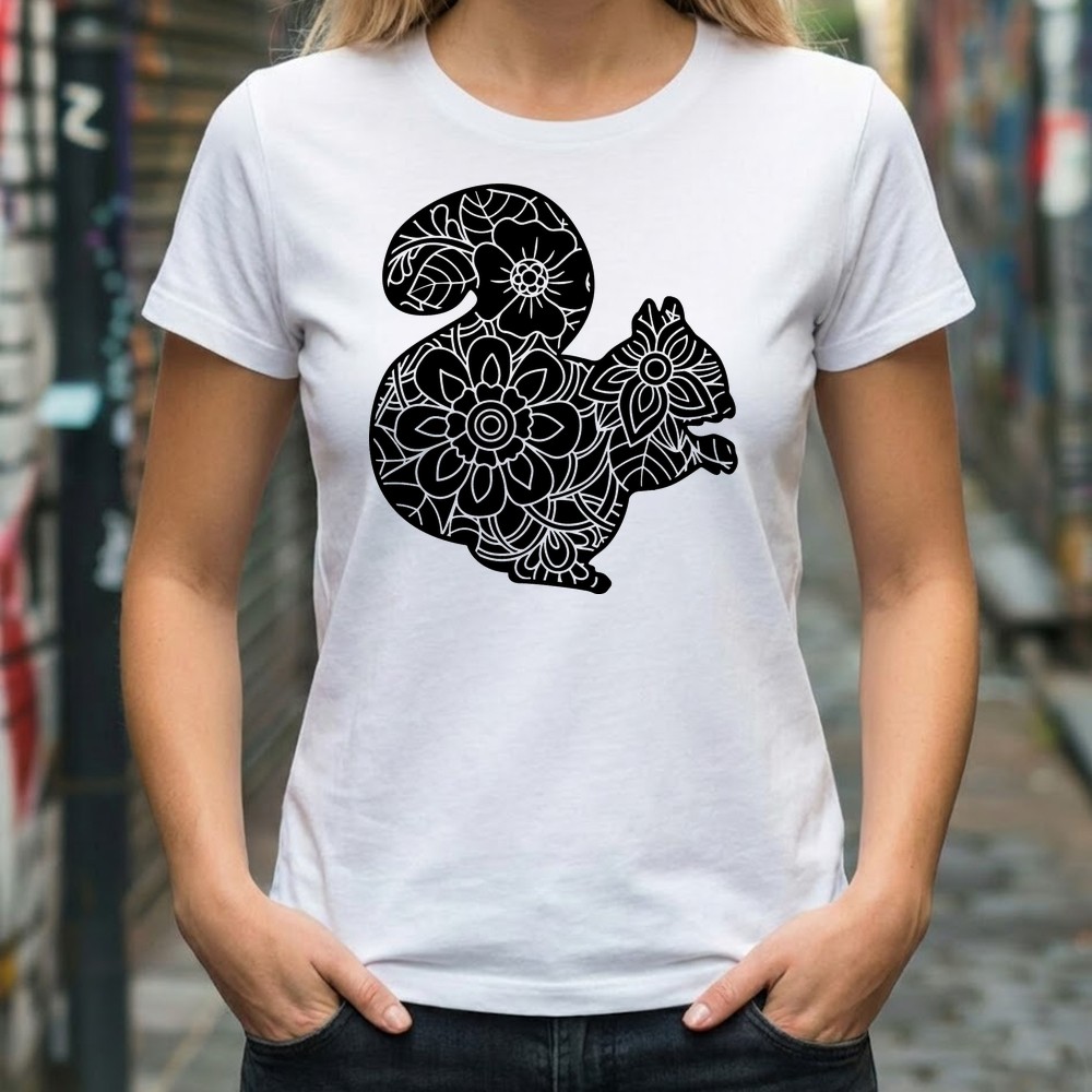 squirrel mandala svg tshirt mockup free - Free SVG