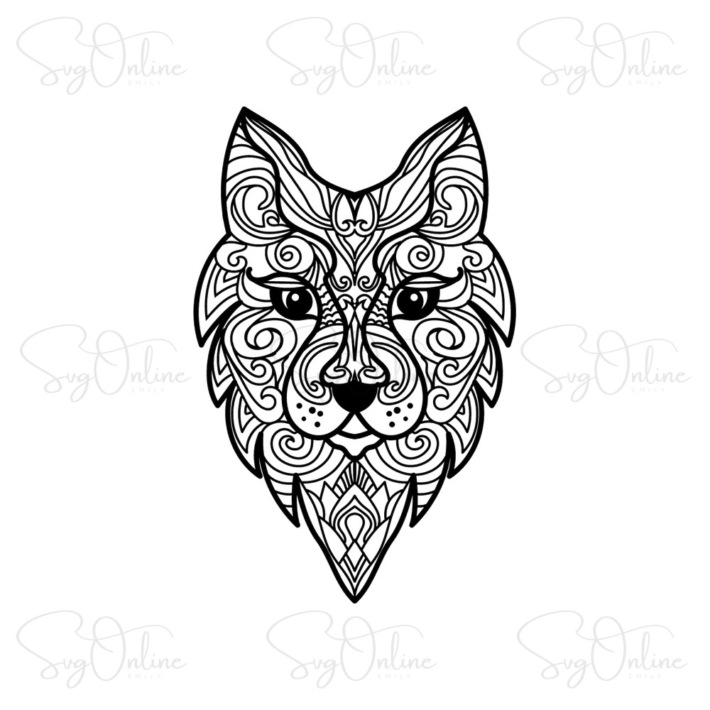 zentangle wolf svg floral zen art design - Free SVG